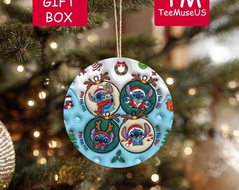 Christmas Stitch Ornament, Disney Ornament, Disney Movie Christmas Ornament