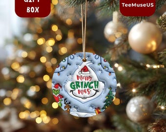 Merry Grinchmas Script Ornament – Funny Grinch Holiday Decoration