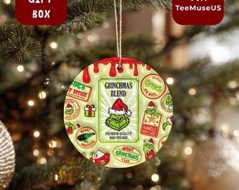 Grinchmas Blend Christmas Ornament – Funny Grinch Holiday Decor, Coffee Lover Xmas Gift