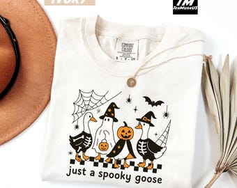 Comfort Colors Unisex Spooky Goose Shirt, Cozy Fall Graphic Tee