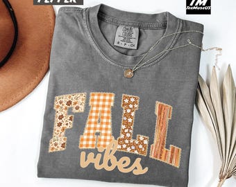 Comfort Colors Fall Vibes Shirt, Unisex Cozy Graphic Tee, Relaxed Fit Casual Aesthetic Shirt