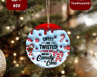 Sweet But Twisted Candy Cane Ornament • Funny Christmas Ornament • Cute Holiday Peppermint Decor