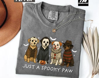 Comfort Colors Just a Spooky Paw Dog Graphic Tee, Unisex Dog Lover Shirt