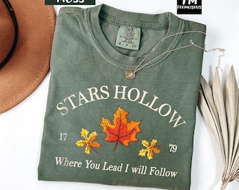 Comfort Colors Stars Hollow Shirt, Nostalgia Shirt, Cute Fall Tshirt, Autumn Shirt, TV Show Fans Shirt, Where You Lead I Will Follow
