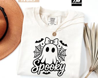 Comfort Colors Spooky Ghost Graphic Shirt, Unisex Ghost Tee, Cozy Aesthetic Everyday T-Shirt