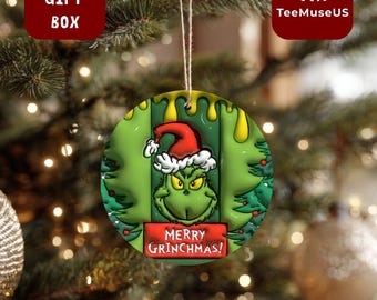 Merry Grinchmas Ornament – Bold Holiday Villain Style Christmas Tree Decoration
