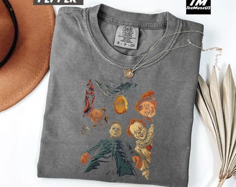Comfort Colors Unisex Spooky Character Graphic Shirt, Vintage Style Tee