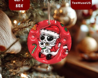 Cute Spooky Santa Ornament – Skeleton Christmas Creepy Cute Holiday Decor