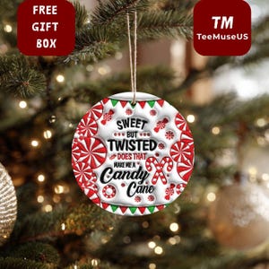 Sweet But Twisted Candy Cane Ornament – Fun Peppermint Holiday Decor