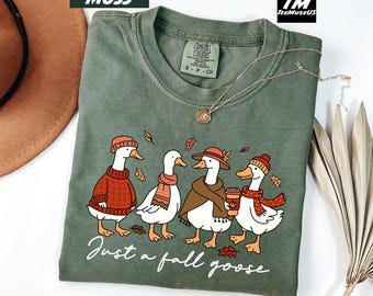 Comfort Colors Goose Graphic Tee, Cute Fall Aesthetic Shirt, Cozy Autumn Outfit