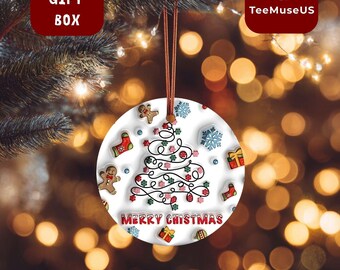 Merry Christmas Cookie Tree Ornament, Minimal Holiday Decor, Gingerbread Christmas Design, Festive Tree Ornament