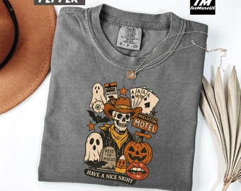 Comfort Colors Western Skeleton Shirt, Unisex Vintage Cowboy Graphic Tee, Retro Americana Style