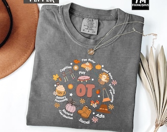 Comfort Colors Thanksgiving OT Shirt, Fall OT Shirt, Occupational Therapist Shirt, Pumpkin OT Autumn Shirt