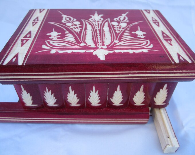 Carpathian Flower Wood Art Puzzle Jewelry Toy Boxes Secret Compartment