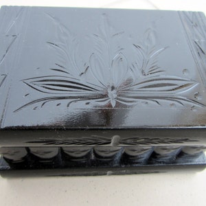 Elegant Multilayer Hidden Lock Wood Cosmetic Box Jewelry Trinket Gift Box Black image 1