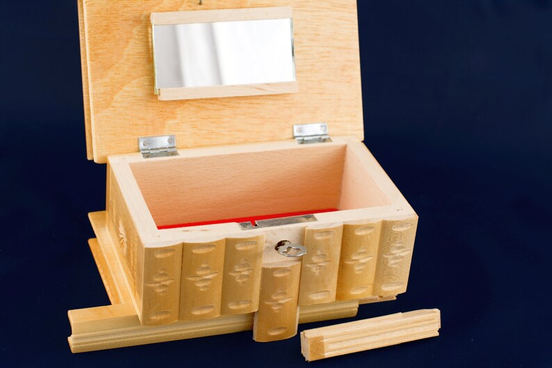 Keepsake Puzzle Box Maple Wood With Carved Design White Etsy