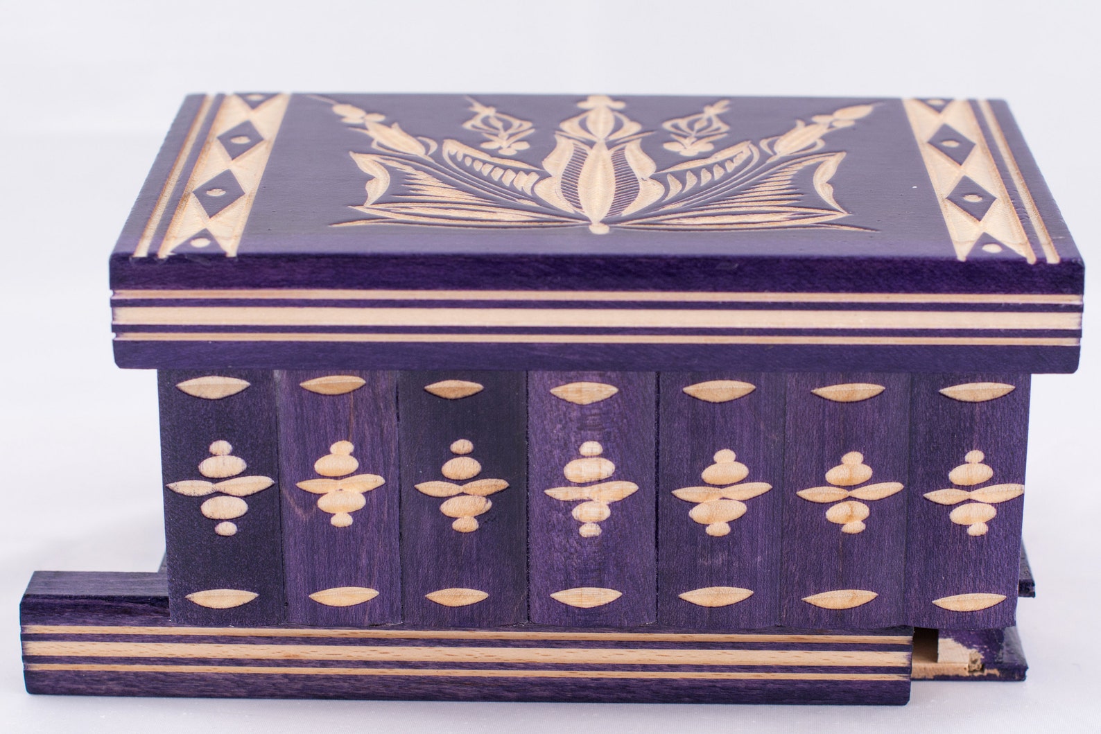 Wooden Large Puzzle Jewelry Box W/ Hidden Compartment Maple Etsy