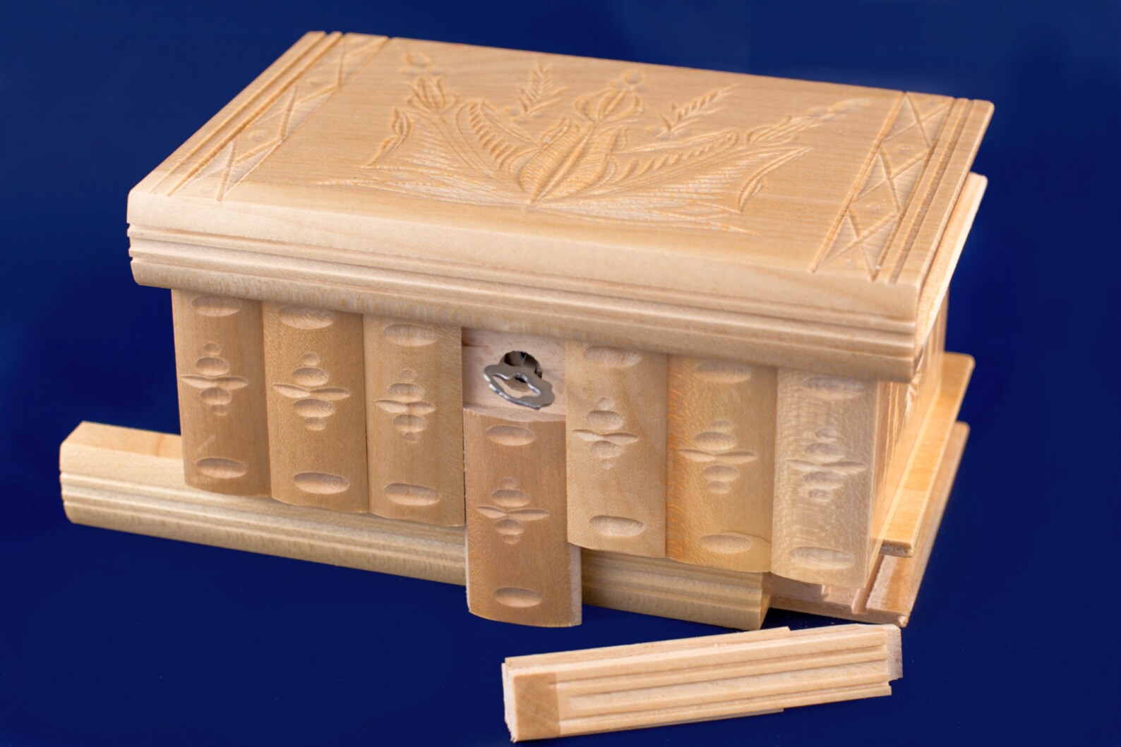 Keepsake Puzzle Box Maple Wood With Carved Design White Etsy