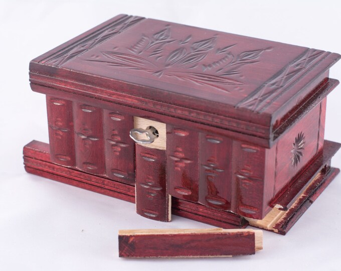 Hungarian Puzzle Box Amazing 9 Steps With Key&lock red Etsy