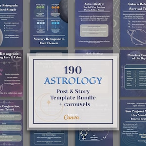 Astrology Content System for Instagram | 190 Editable Canva Templates
