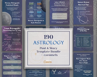 Astrology Content System for Instagram | 190 Editable Canva Templates