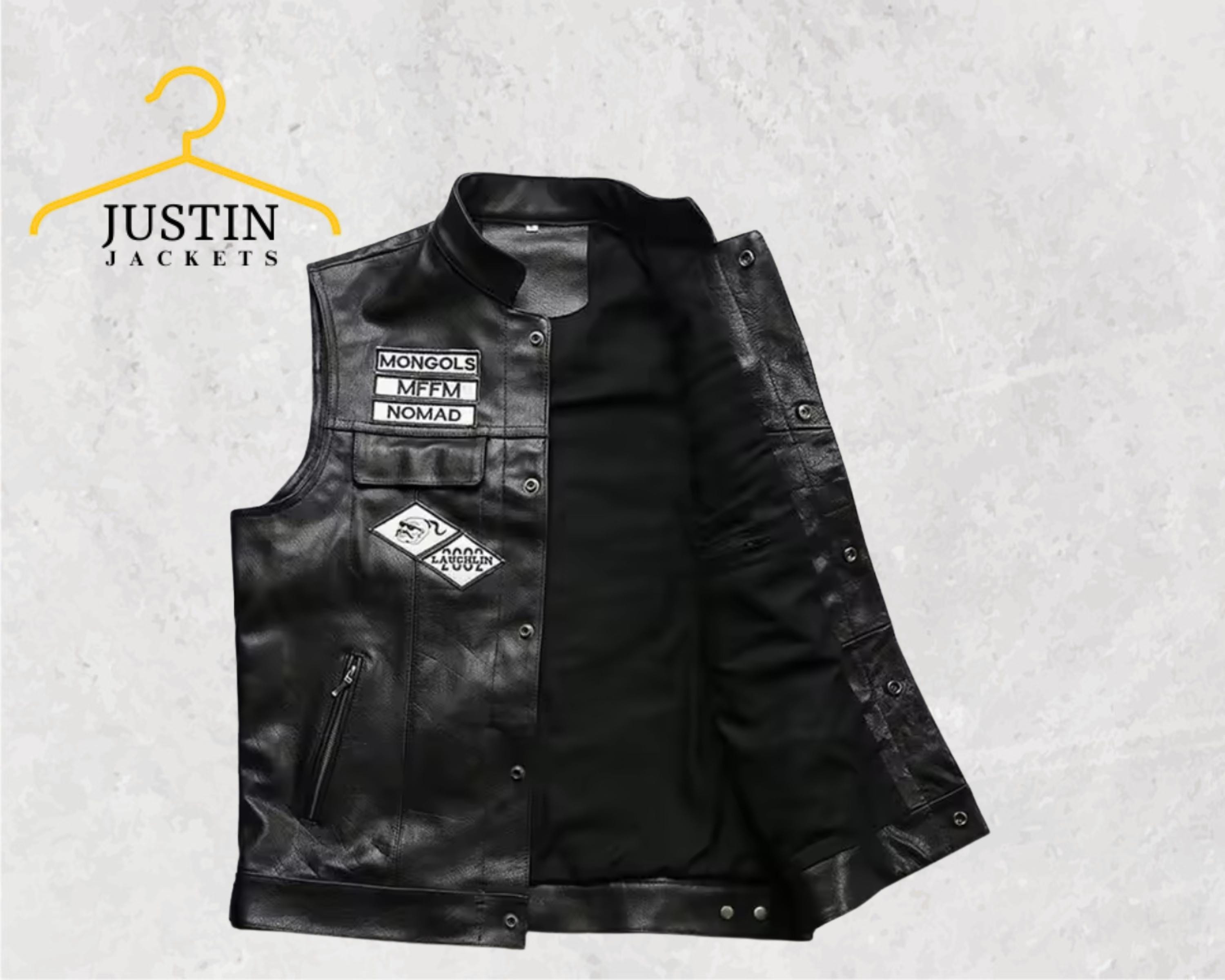 Premium Mongols Nomad MC Vest – Outlaw Biker Style Men's Black
