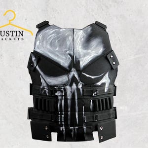 Ultimate Punisher Tactical Vest – Jon Bernthal Skull Design Combat Leather Armor Cosplay