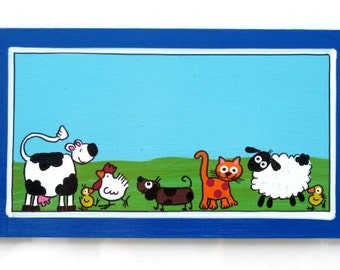 Le signe de porte d’animaux de ferme bleue pour la chambre d’enfants