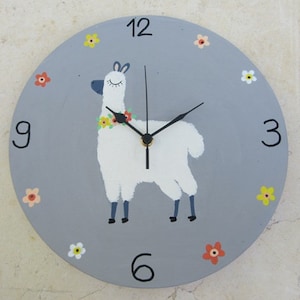 Alpacka Wood wall clock, nursery wall clock, kids wall clock, Nursery wall clock