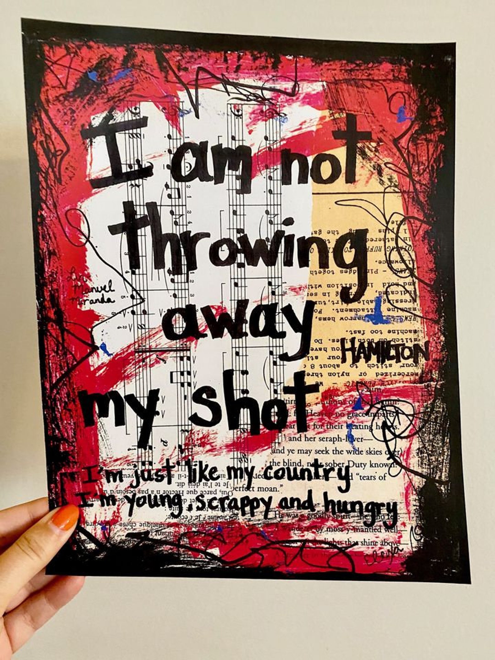 Hamilton Lyrics My Shot Broadway Musical Theatre Gift Lin | Etsy