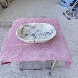 Elegant Oval Calacatta Viola Marble Wash Basin, Polished Natural Stone Sink, Modern Bathroom Vessel, Unique Artisan Vanity Bowl, Home Decor