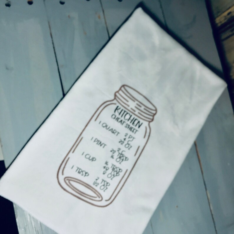 Tea Towel Quart Jar Cheat Sheet Measurements Quart Jar Etsy