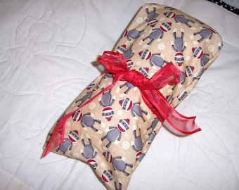 Neck Shoulder Heat Pillow Rice Bag w lavender  Sock Monkey design fabric