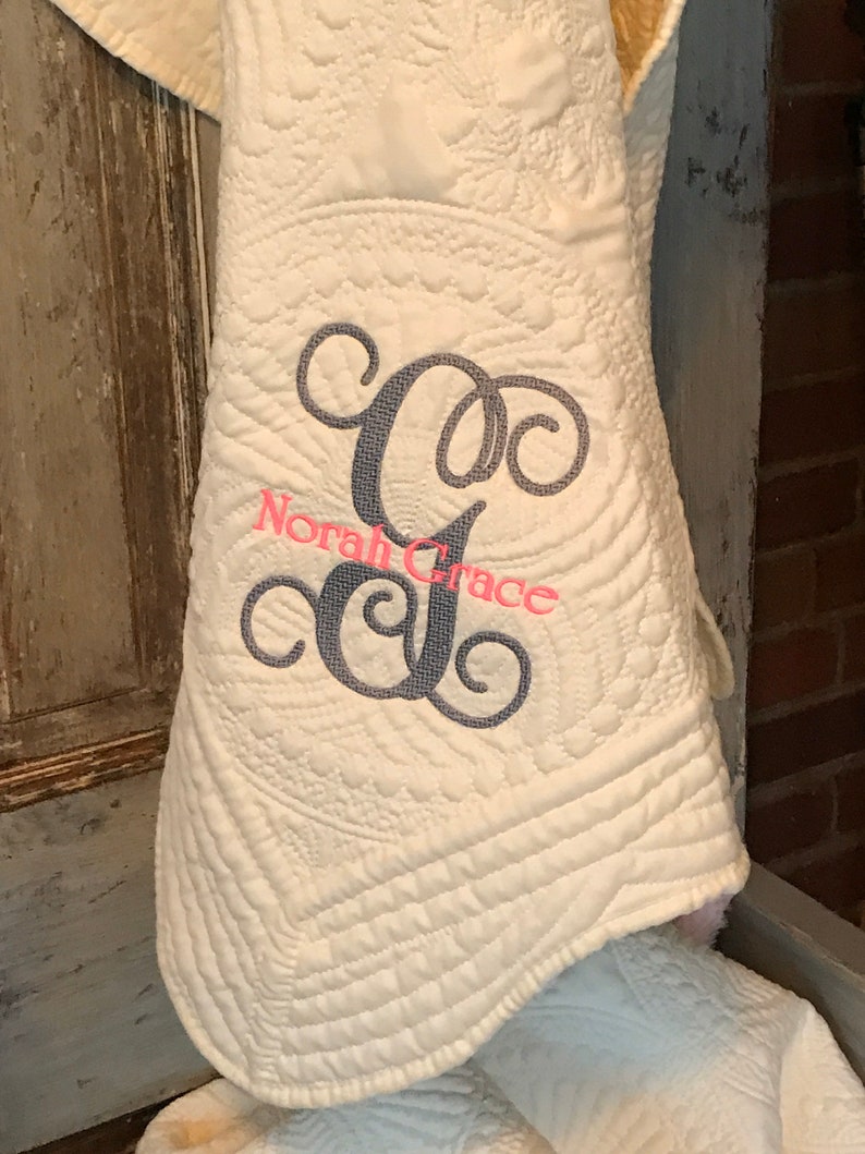 Heirloom Baby Quilt Embroidery Monogram Etsy