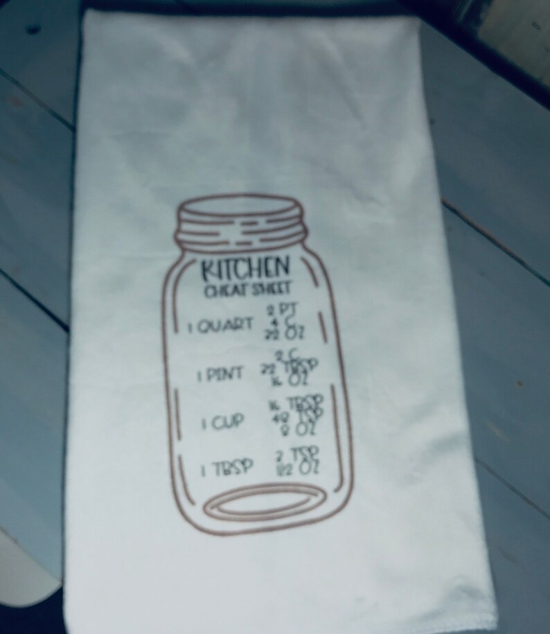 Tea Towel Quart Jar Cheat Sheet Measurements Quart Jar Etsy
