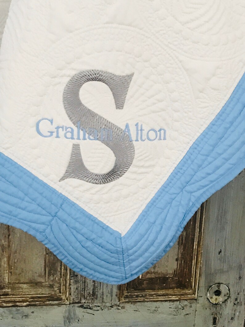 Heirloom Baby Quilt Embroidery Monogram Etsy