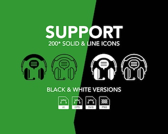 Support Service Icon Set: Help, Chat, FAQ (ai, eps, png, svg)