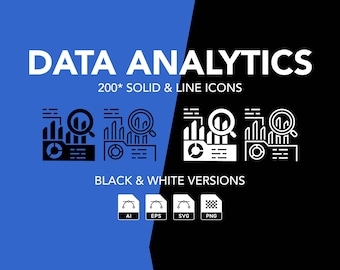 Data Analytics Icons Bundle: Outline & Solid (ai, eps, svg, png)