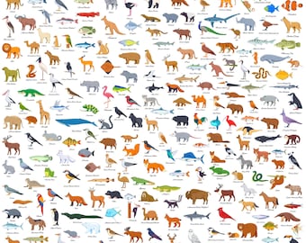 World Animals Icon Mega Bundle, 234 Clip Art Illustrations (ai, eps, png, svg)