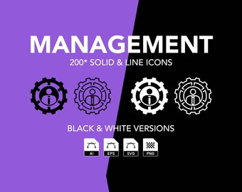 Management Icons Bundle: Outline & Solid (ai, eps, png, svg)