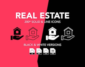 Real Estate Icons Bundle: 200 Outline & Solid Style (ai, eps, png, svg)
