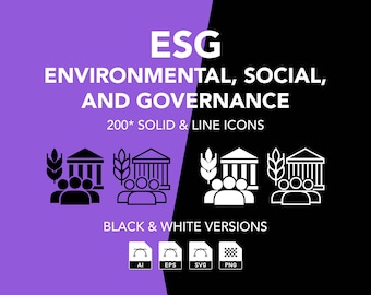 ESG Icons, Environmental Social Governance, AI EPS svg png (Digital Download)