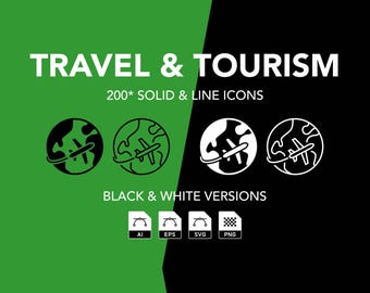Travel Icons Bundle: Solid & Outline (ai, eps, svg, png)