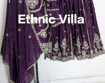 Purple Pakistani Salwar Kameez Ready To Wear Suits Eid Dresses Top Palazzo Sharara Gharara Indian Ethnic Wedding Party Wear Bridesmaid