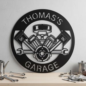 Insegna personalizzata in metallo per garage, insegna regalo personalizzata per meccanico, decorazione murale per garage con chiave inglese, decorazione personalizzata per officina auto, insegna personalizzata per garage "man cave".