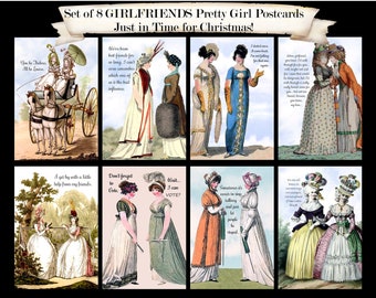 Set of 8 GIRLFRIENDS Pretty Girl Postcards! Just in time for the Holidays!
