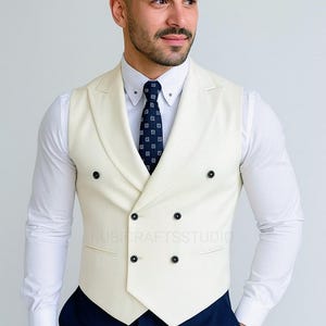 Witte dubbele borstheupjas heren Formele kleding bruiloft taillejas