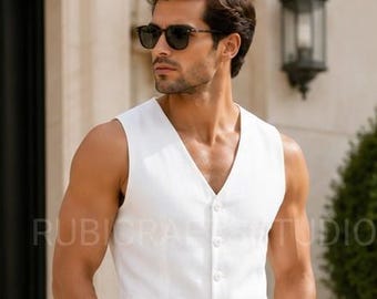 Men's Linen Vest and Pant Set: Formal Summer Party Wear
