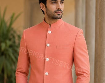 Men's Stylish Pitch And White Jodhpuri 2 Piece Safari Suits Prom Wedding Dinner Suits