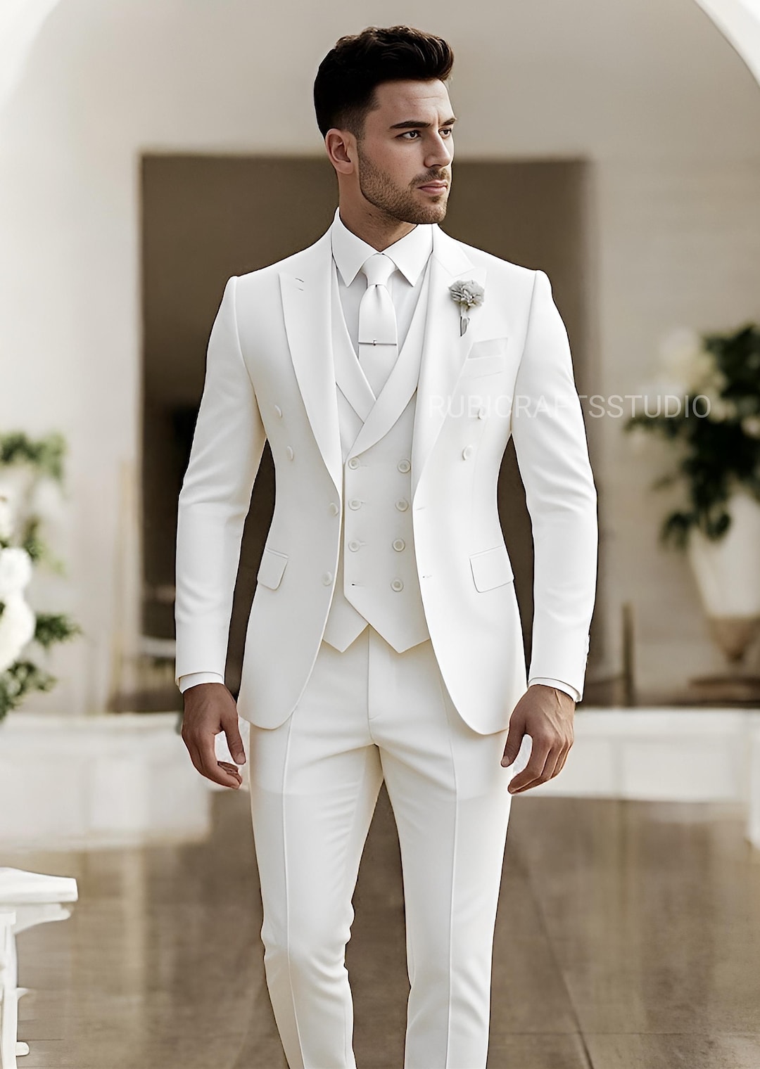 Luxury White Groom Suit Slim Fit 3piece Wedding Suit Etsy — free download
